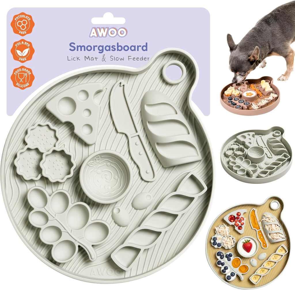 Smorgasboard - Silicone Dog and Puppy Lick Mat and Slow Feeder with Suction Cups - Non-Slip, Dishwasher Safe Pet Dish - Extends Mealtime for Fast Eaters - for Wet & Dry Food (Sage)
