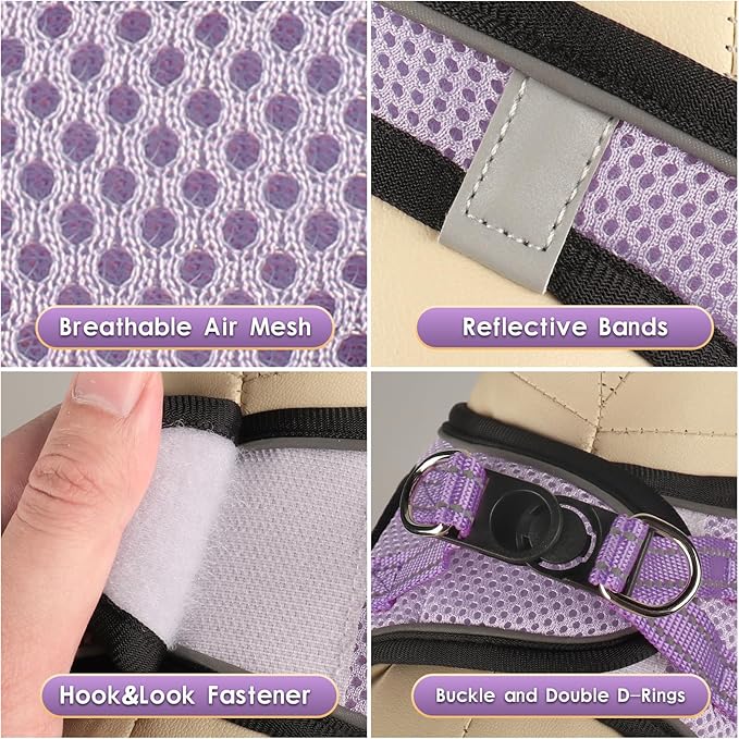 YIMEIS Dog Harness and Leash Set, No Pull Soft Mesh Pet Harness, Reflective Adjustable Puppy Vest for Small Medium Large Dogs, Cats (Taro Purple, Small (Pack of 1)