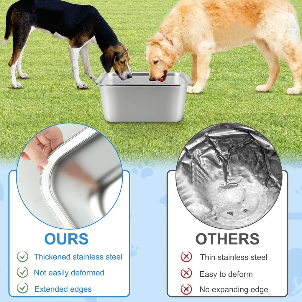 YUEPET Outdoor Dog Water Bowl, 5 Gallon Stainless Steel Bowl for XL Dogs | 5 Gallon Capacity, Extra Large Dogs, Multi-Dog Homes, Food and Water Use, Rounded Corners, Raised Edges, Easy to Clean