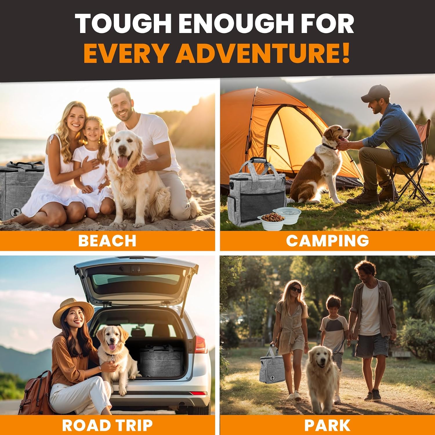 Dog Travel Bag for Supplies - Airline Approved Pet Backpack Organizer | Pet Supply Organizer with Collapsible Bowls, Food Containers, Luggage Sleeve - Camping Gear, Road Trip Essentials