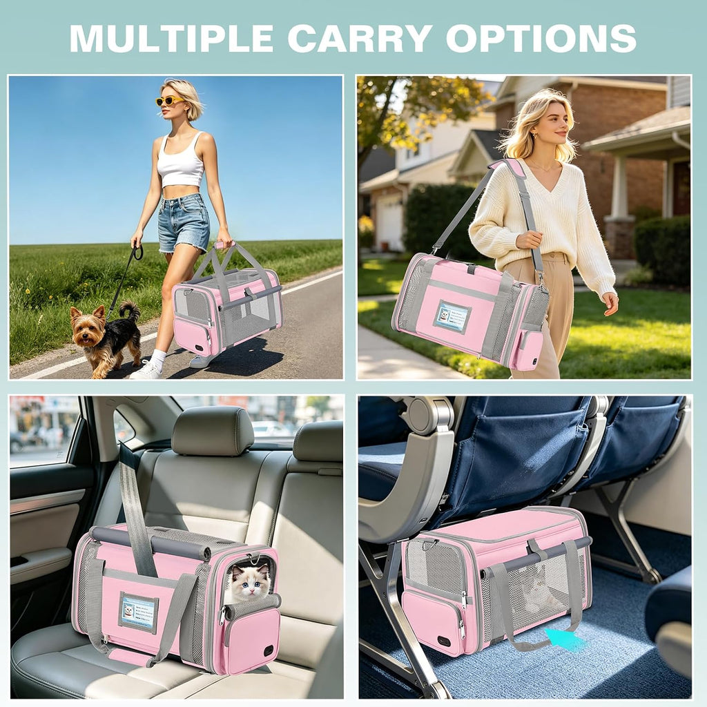 Cat Carrier Top Load, Privacy Curtains Soft Pet Travel Bag Airline Approved | Collapsible Soft-Sided Cat/Dog/Pet Carrier for Small Cats Dogs Puppy Under 16 lb, Washable Kitten Mesh Cage (16.9x10.8x10.8)