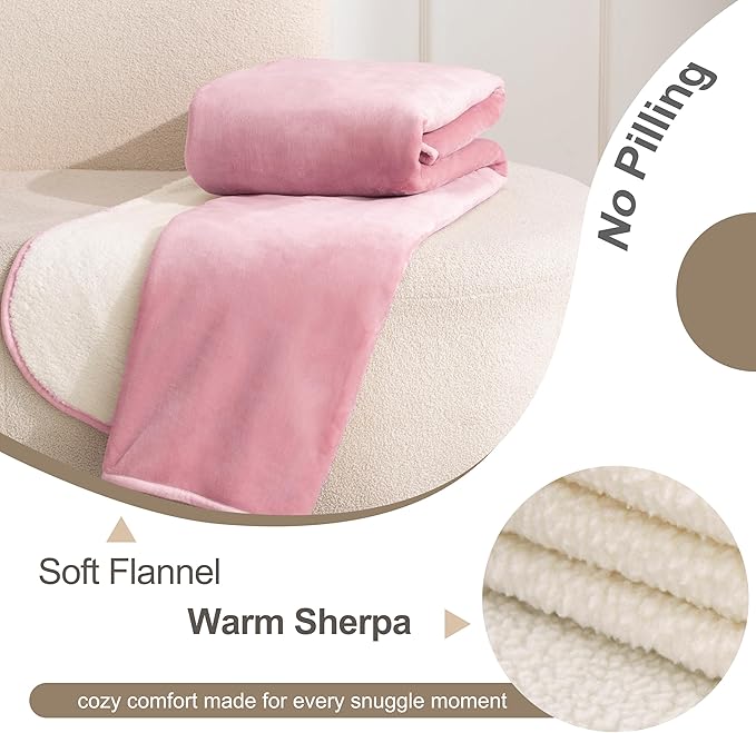 gogobunny Waterproof Pet Blanket for Small Dogs and Cats, Reversible Sherpa Fleece Soft Plush Throw for Couch Protection, Washable Furniture Protector (Pink, 30x40 inches)