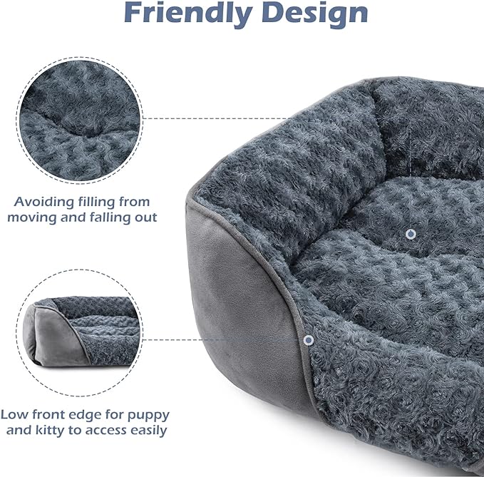 INVENHO Large Dog Bed for Large Medium Small Dogs, Rectangle Washable Orthopedic Dog Bed, Soft Calming Sleeping Puppy Bed Durable Pet Cuddler with Anti-Slip Bottom L(30"x24"x9")