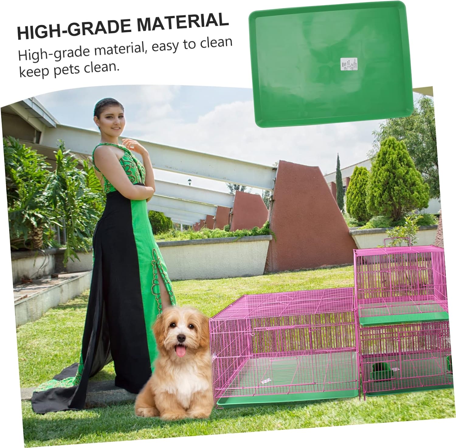 1pc Pet Cage Bedpan Pet Toilet Pan for Animals and Chickens Easy to Poop Tray for Home and Outdoor Use Green
