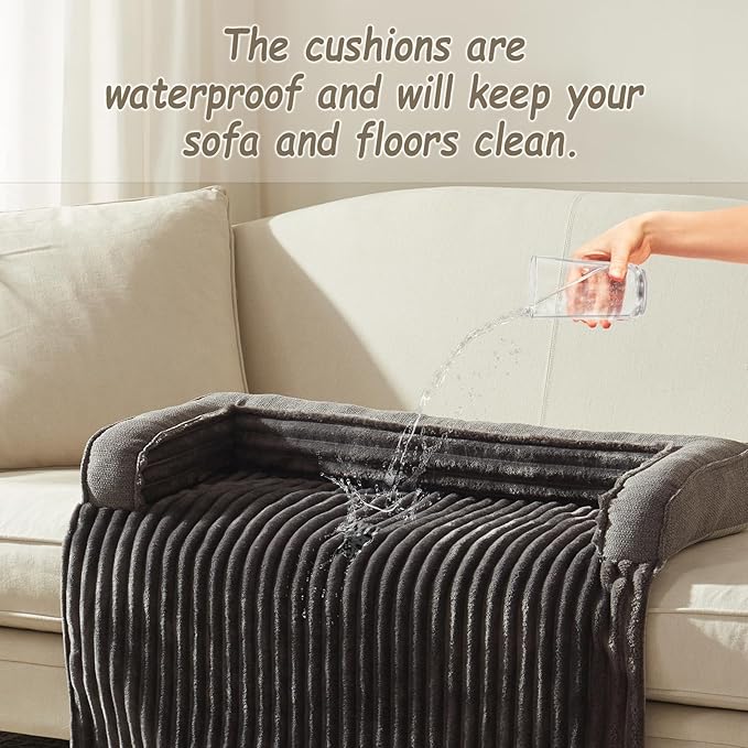 WINDRACING Luxury Dog Couch Bed, Washable Calming Dog Couch Cover, Couch Protector for Dogs, Waterproof Sofa Bed, Pet Bed Mats for Couch, Pet Couch Covers for Sofa Grey (X-Large 45x37x5.5 inch) ﻿