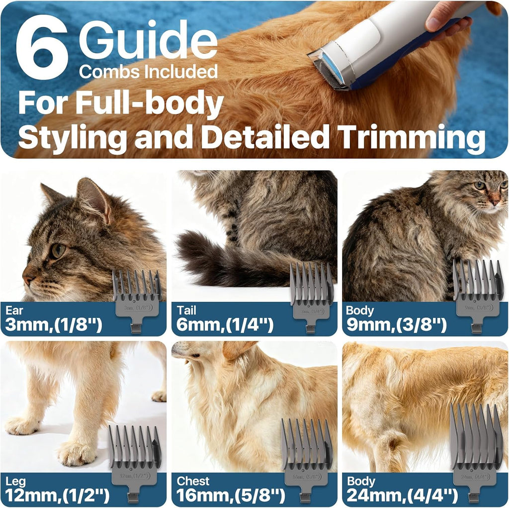 Buenkee Dog Grooming Vacuum Kit, 15000Pa Clipper, Shedding Brush, 2L, White | Brush, trim and deshed at home with less flying fur, mess-control suction and fewer emptying breaks during longer sessions