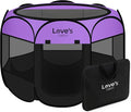 Love's cabin Pet Puppy Dog Playpen, Small Dog Tent Crates Cage Indoor/Outdoor, Portable Playpen for Cat, Foldable Pop Up Dog Kennel Playpen with Carring Case, Removable Zipper Top, Purple