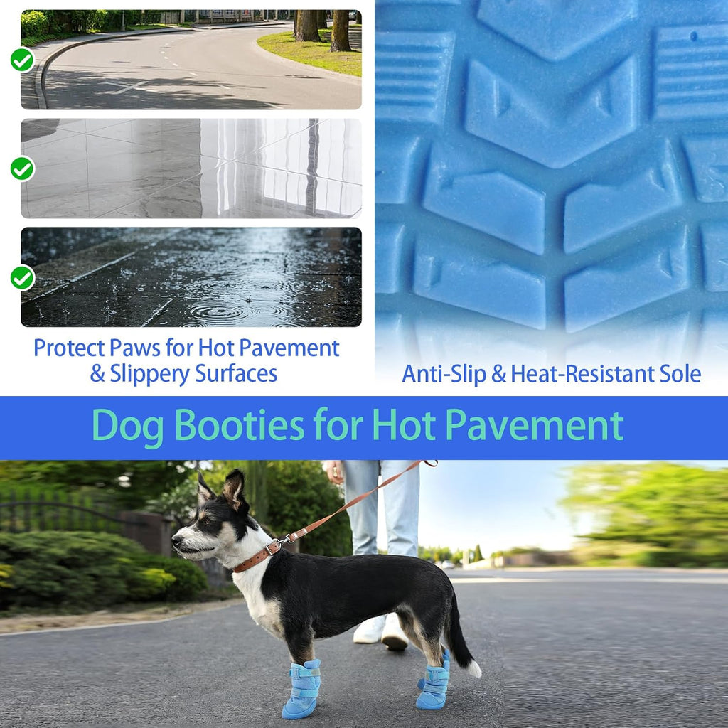 MIGOHI Reflective Dog Shoes for Small Dogs,Small Dog Boots & Paw Protectors for Summer Hot Pavement Hardfloors with Anti Slip Waterproof Rubber Grip Sole,Dog Booties for Indoor Outdoor Walking Running