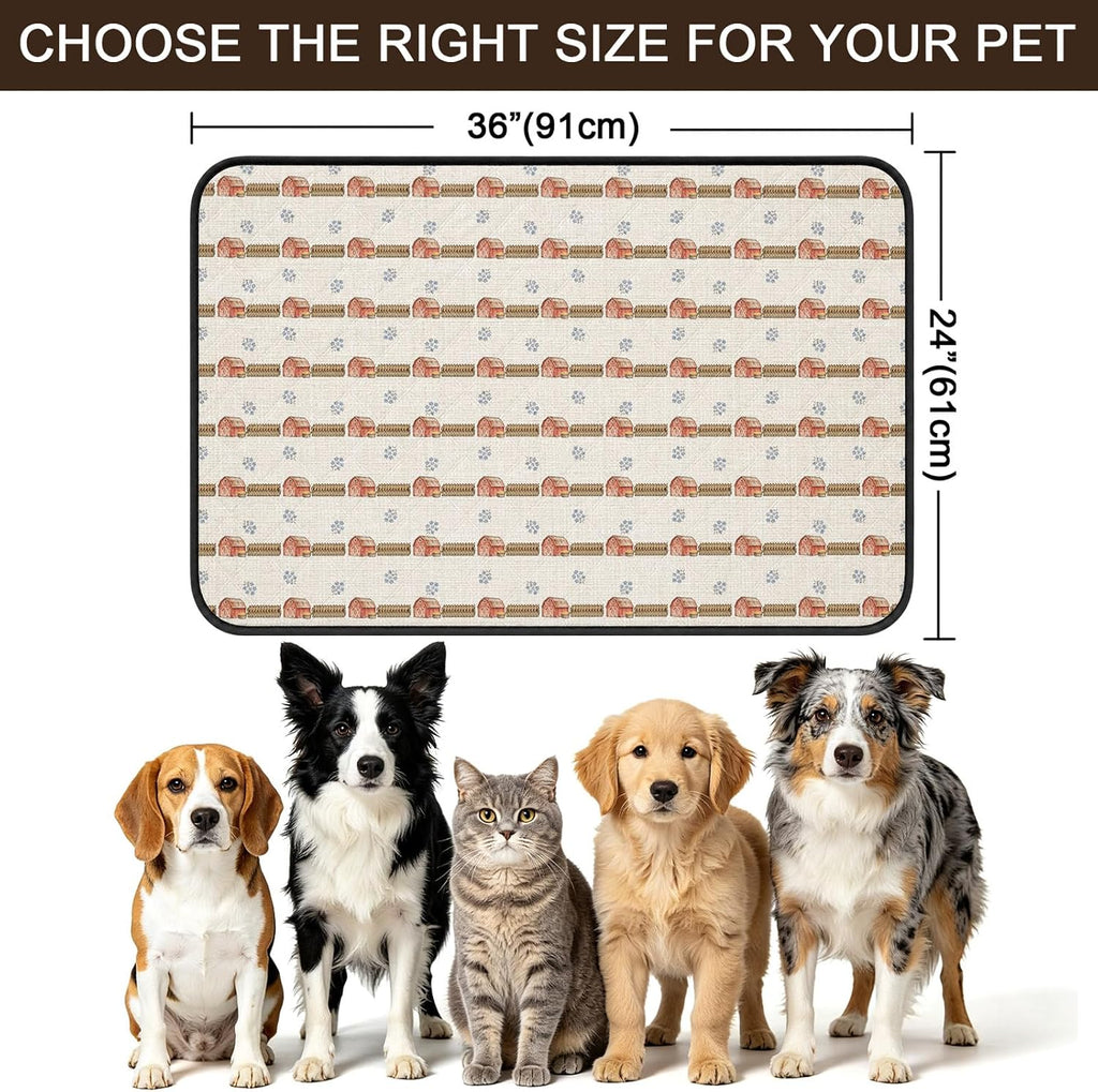 Autumn Farmhouse Barn Fence Washable Pee Pads for Dogs Cats,36"x24" Absorbent Waterproof Pet Training Mats Rustic Fall Retro Linen Non-Slip Reusable Puppy Pad for Crate Bed