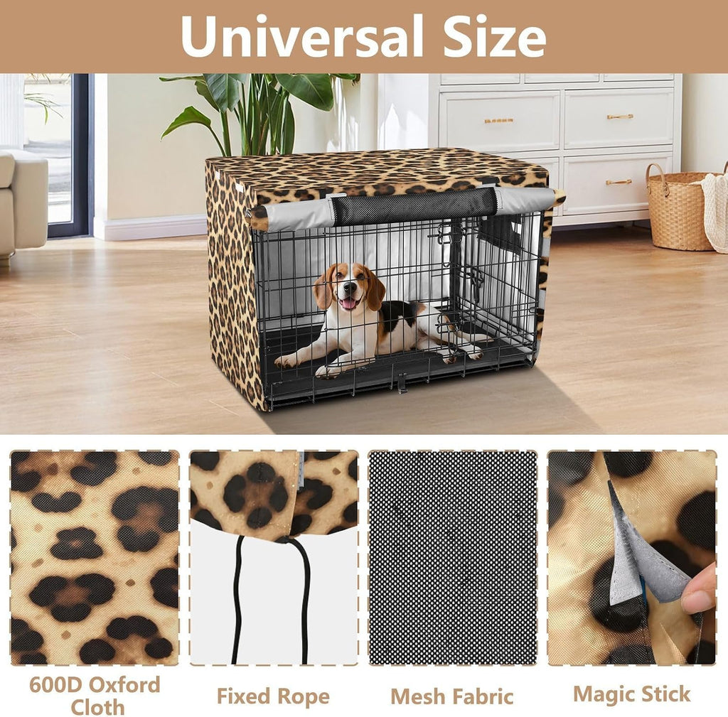 Cheetah Leopard Print Dog Crate Covers Breathable Dog Kennel Cover Windproof Waterproof Privacy Shading Fit for 30IN Wire Dog Cage