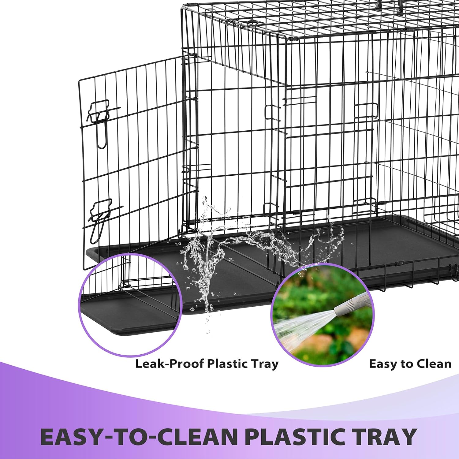 BestPet | Dog Crate | 48" | Black | Foldable Metal Kennel with Double Doors | Secure Slide-Bolt Latches, Leakproof Tray | Portable Dog Cage for Large Breeds | for Travel, Indoor & Outdoor Use