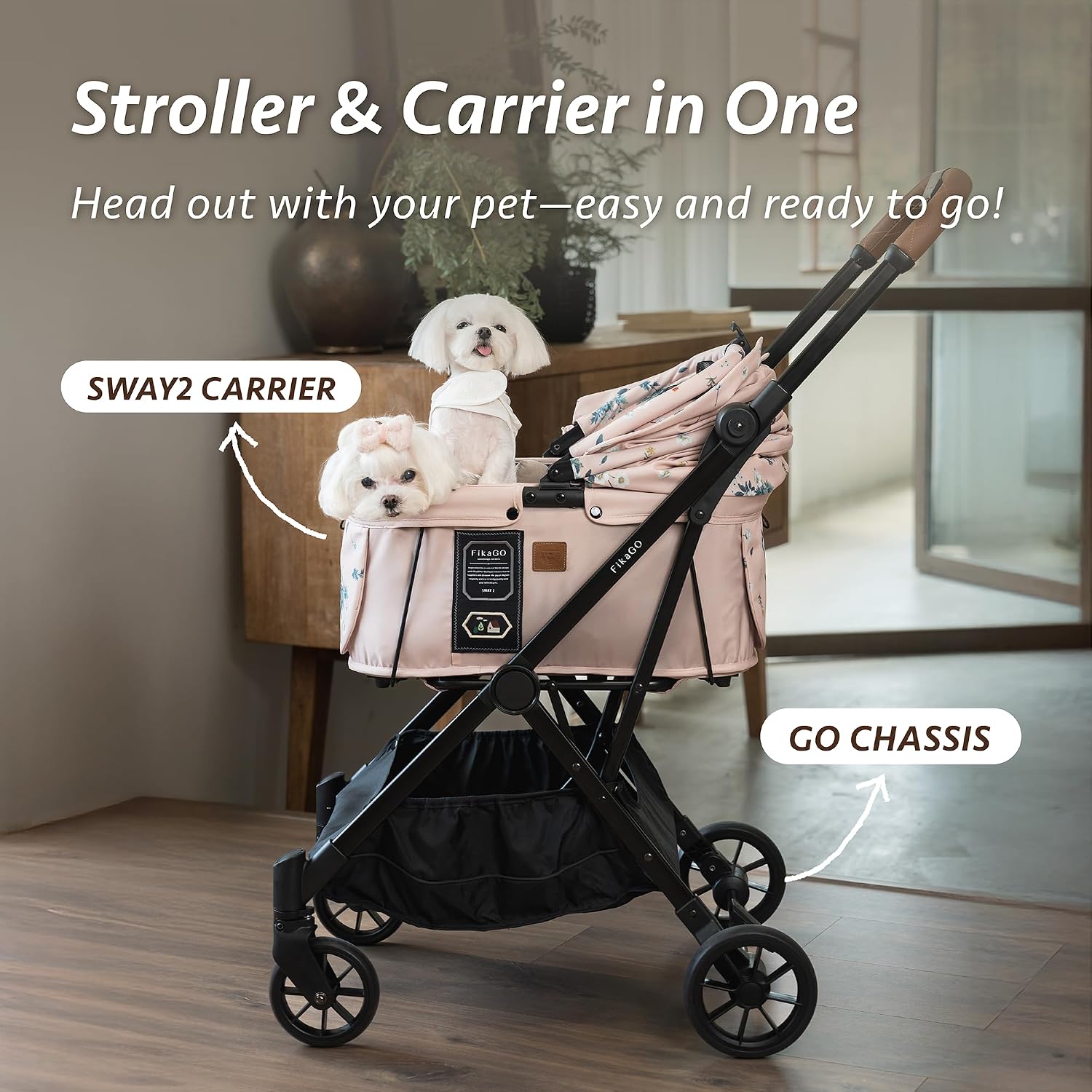 Sway2 Pet Car Seat and Carrier, 2-in-1 Booster Seat for Small Dogs and Cats