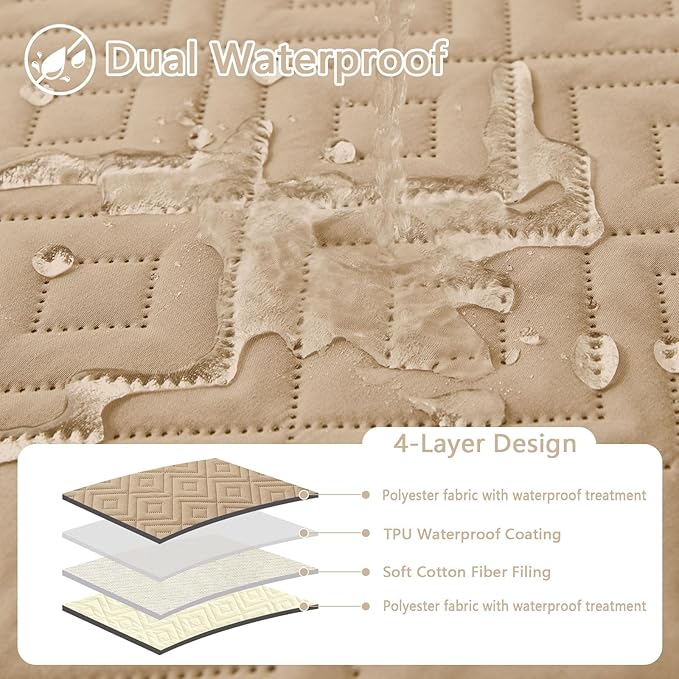 hyha Waterproof Dog Blanket, Soft Pet Bed Blankets, Waterproof Sofa Couch Cover for Dogs Washable, Reversible Pet Couch Covers for Sofa Furniture (40x50 Inch, Camel/Beige)