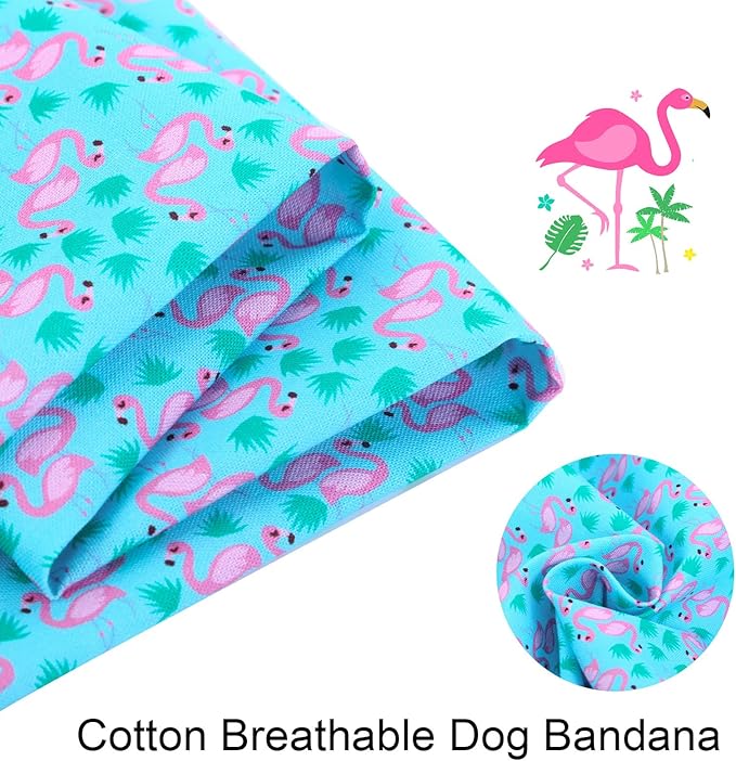 ARING PET Summer Dog Bandanas, Turquoise Flamingo Kerchief Triangle Bibs Scarf for Puppy Small Medium Large Boy Girl Dogs Cats-S
