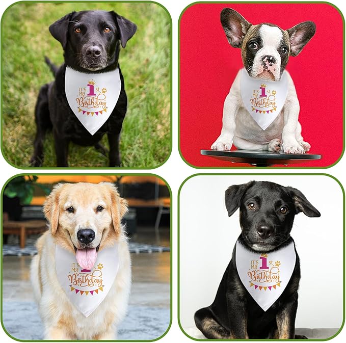 It's My 1st Birthday Dog Bandana Happy 1st Birthday Pet Triangle Scarf for Large Medium Small Dogs One Year Old Gifts Photo Prop Pet Scarf Accessories Christmas Puppy Gifts