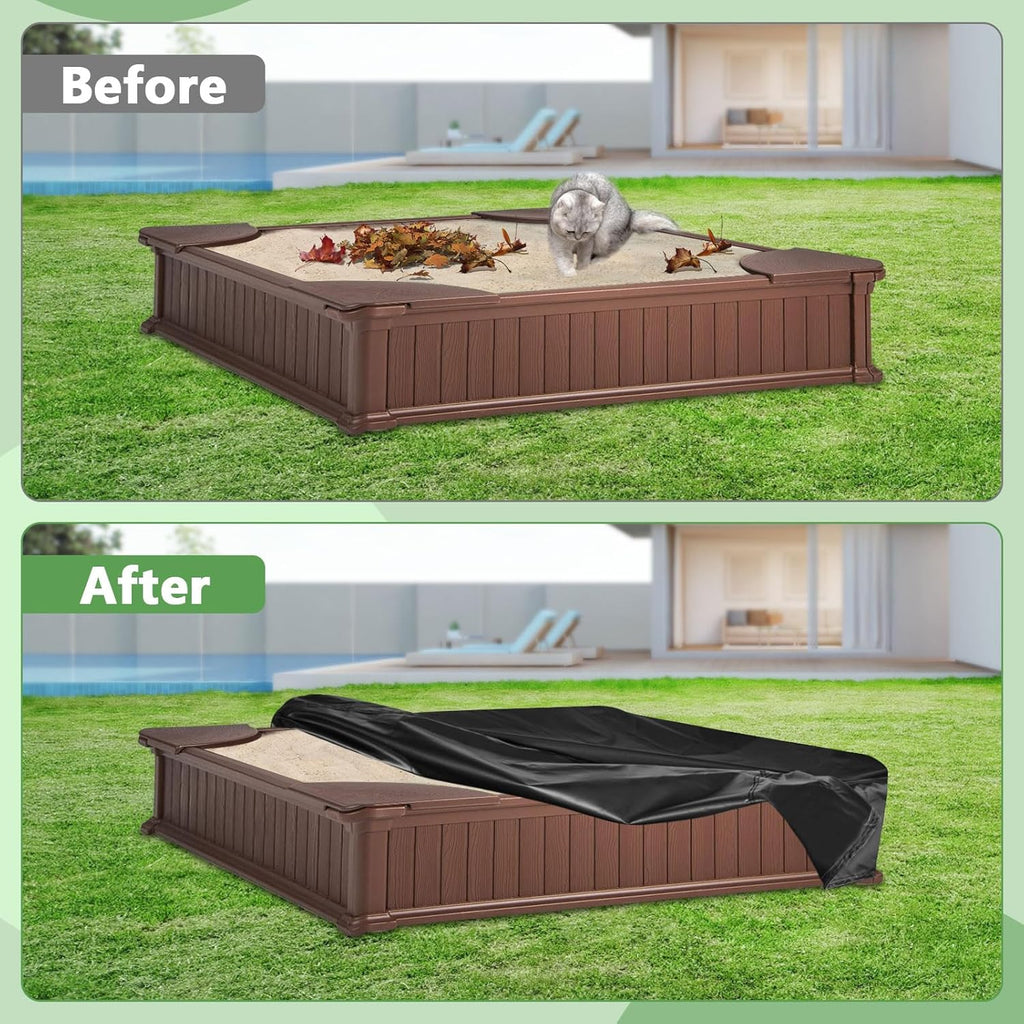 Kasla Waterproof Sandbox Cover, 80"×80"×8" | Heavy Duty, Weather Resistant, Sand Pit Cover for Outdoor Toddler's Large Sand Box for Sand Protection