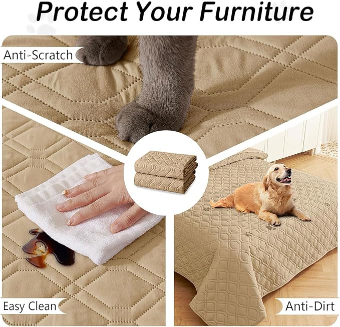 hyha Waterproof Dog Bed Blanket, Soft Pet Blankets, Waterproof Couch Cover for Dogs, Reversible Sofa Covers Washable for Furniture (40x80 Inch, Camel/Camel)