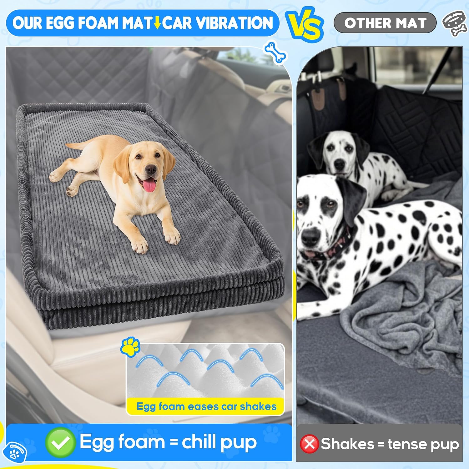 Loiion Dog Car Bed, Non-Slip Backseat Extender Pet Mat 56"x28.7"x2" | Removable, Washable Dog Bed With Waterproof Liner Protects Car Seats, Anti-Slip Travel Bed For Dogs