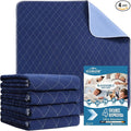 OUTCREATOR® Washable Bed Pads 34" x 36" (Pack of 4), Incontinence Mattress Protector, Anti-Slip Waterproof Underpads for Adults Kids Elderly Pets, Absorbency & Reusable Bedwetting Pads (Dark Blue)