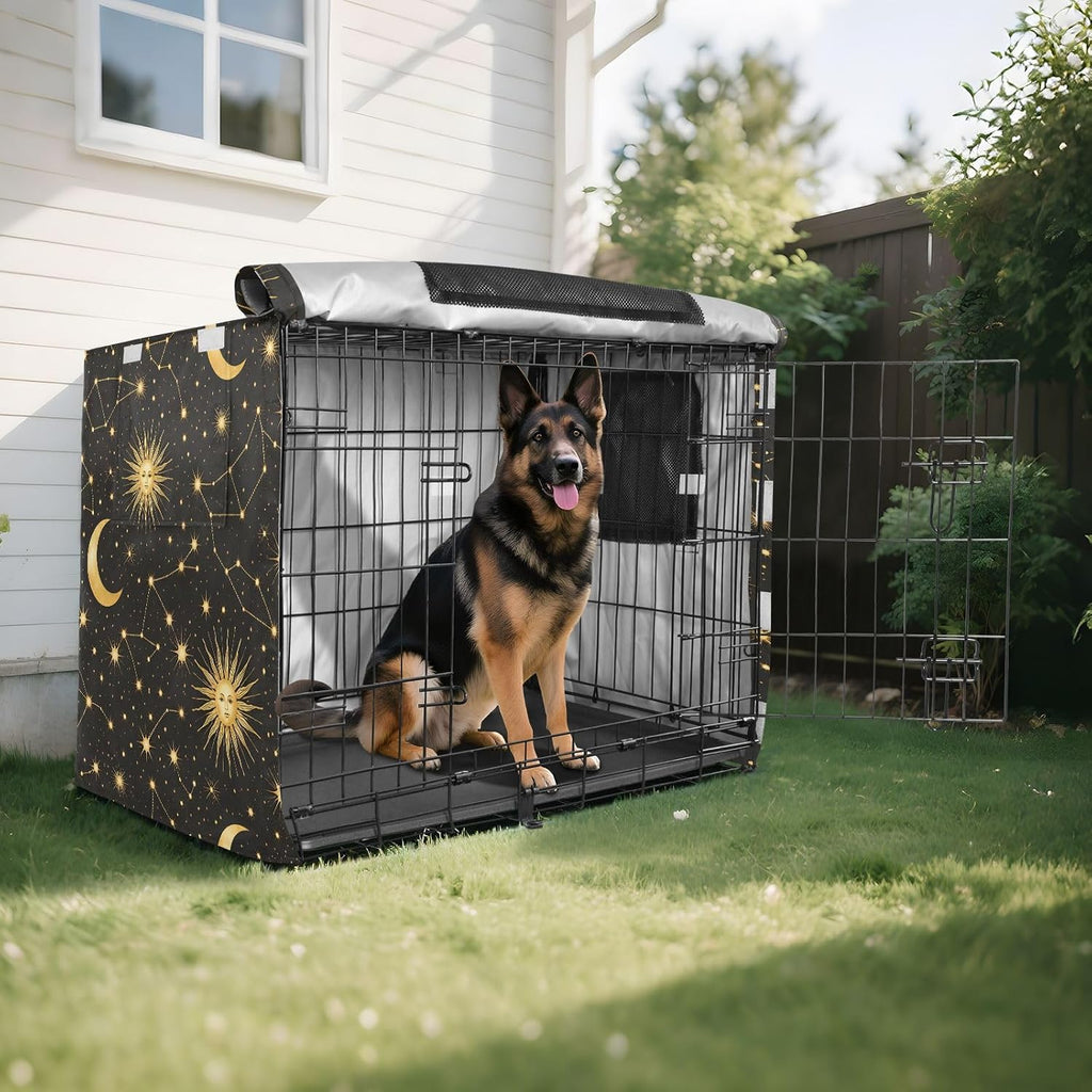 Moon Stars Constellations Dog Crate Covers Breathable Dog Kennel Cover Windproof Waterproof Privacy Shading Fit for 42IN Wire Dog Cage