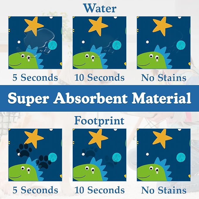 Cartoon Dino Pet Feeding Mat–Christmas Stocking Quick Dry Absorbent Dog Cat Food Mat, Non Slip Waterproof Bowl Placemat for Messy Eaters, Pet Accessories for Floors 12"x20"