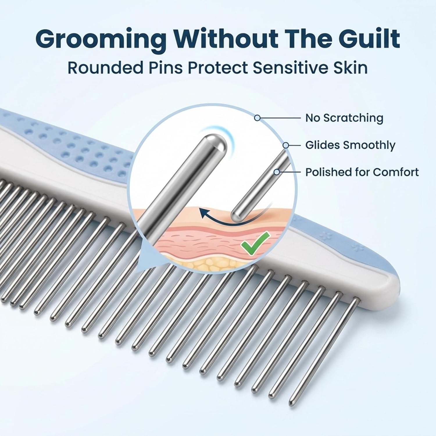Metal Comb for Dogs, Dog Grooming Detangler Combs For Matted Hair, 2 Pack | Best Comb for Golden Doodles & Poodles, For Dematting & Detangling Pets And Cats, Fine Tooth Stainless Steel Greyhound Comb