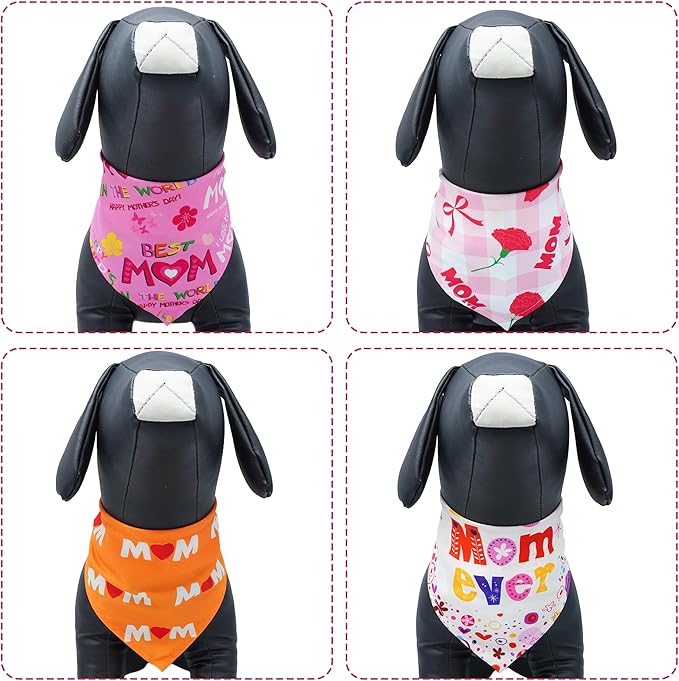 30 Pack Mothers Day Dog Bandanas Bulk for Large Dogs Breed 33 Inch Love Mom Extra Large Dog Bandanas XL Best Mom Dogs Bandana Grooming L