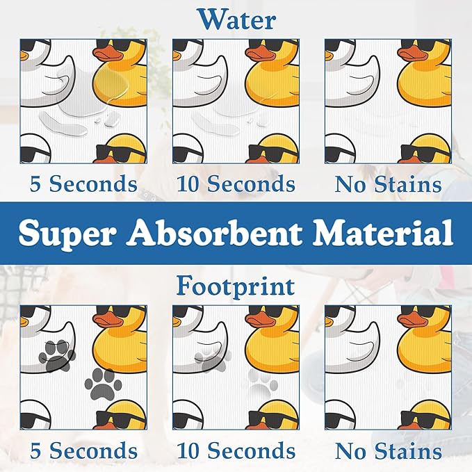 Cute Ducks Glasses Pet Feeding Mat for Floors–Christmas Stocking Absorbent Quick Dry Dog Cat Bowl Mat for Food and Water, Non Slip Waterproof Base, Mess-Free Feeding Accessories 12"x20"