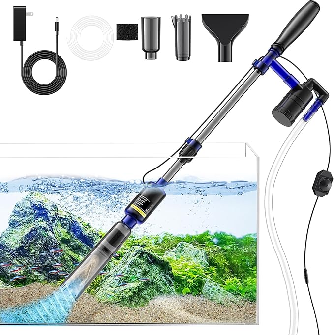 Fish Tank Cleaner, 530GPH/32W Electric Fish Tank Cleaning Tools, Adjustable Water Flow Aquarium Gravel Cleaner, Turtle Tank Gravel Cleaner Vacuum for Wash Sand, Water Changing and Water Circulation
