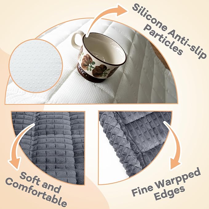 Washable Dog Couch Cover Protector, Non Slip Dog Bed Mat Machine Washable Large Blanket for Dogs, Pet Couches Covers for Sofa (Grey, 27.6 * 82.7 '')