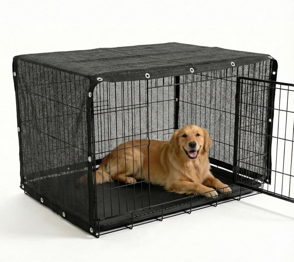 Amgo 90% UV Block Sun Shade Cloth for Dog Kennel Cover, 2' x 3' Black Pet Playpen Sunshade with Grommets, Durable Mesh Tarp for Crate, Patio, Stable,Chicken Coop & Outdoor Privacy Screen.