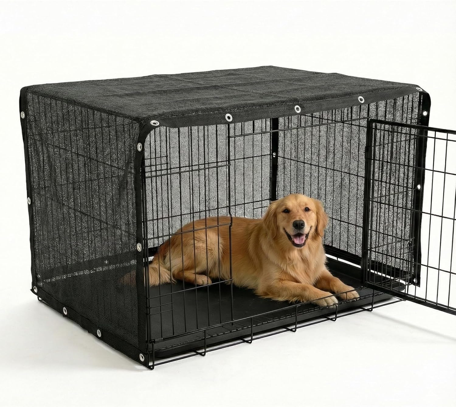 Amgo 90% UV Block Sun Shade Cloth for Dog Kennel Cover, 2' x 3' Black Pet Playpen Sunshade with Grommets, Durable Mesh Tarp for Crate, Patio, Stable,Chicken Coop & Outdoor Privacy Screen.