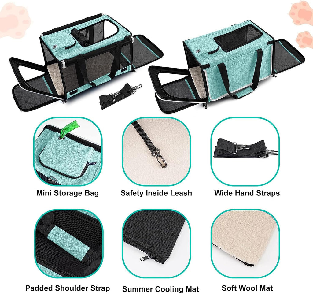 GAPZER Small Dog Carrier Yorkshire Puppy Softshell Chihuahua Transport Cage | Privacy Protection Big Kitten Car Travel Cloth Carry Bag up to 20 lbs, Small Animal Portable Mesh Kennel Cage for Vet Visits