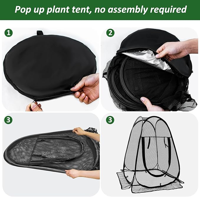 2pcs Pop Up Mesh Plant Protectors from Animals,Large Plant Netting Guard Cover with 8 Stake Crop Cage Fine Mesh Plant Tents for Protect Flower Tomato Vegetable from Deer Cat Bird Squirrel, 28x28x34 In