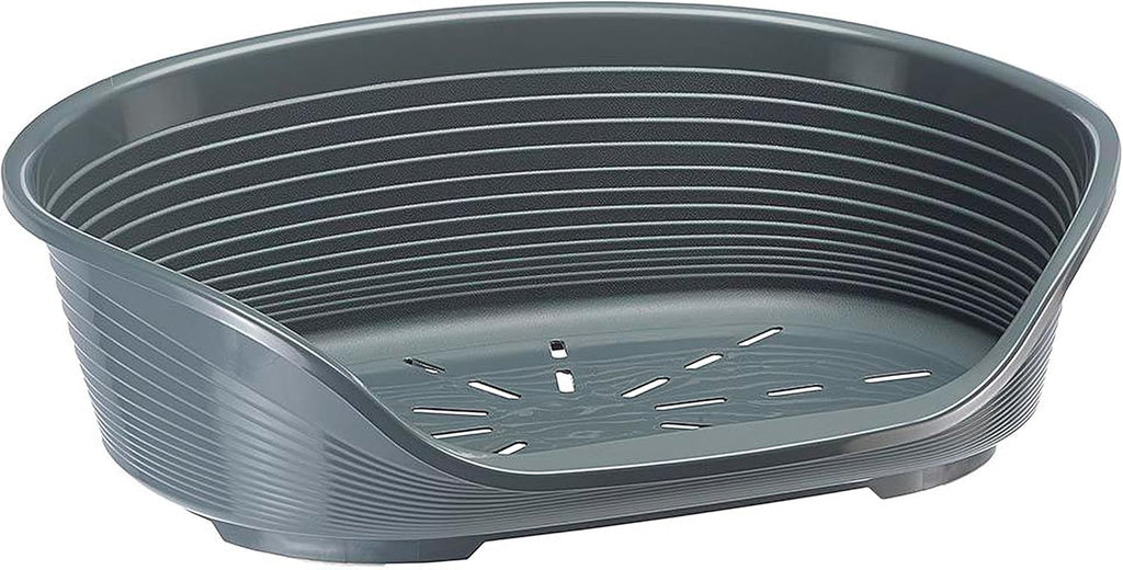 Ferplast Cat Bed, Plastic Dog Bed Medium, Ventilation Holes and Non-Slip Rubber Feet for Added Stability 70,5 x 52 x h. 23.5 cm. Dark Grey