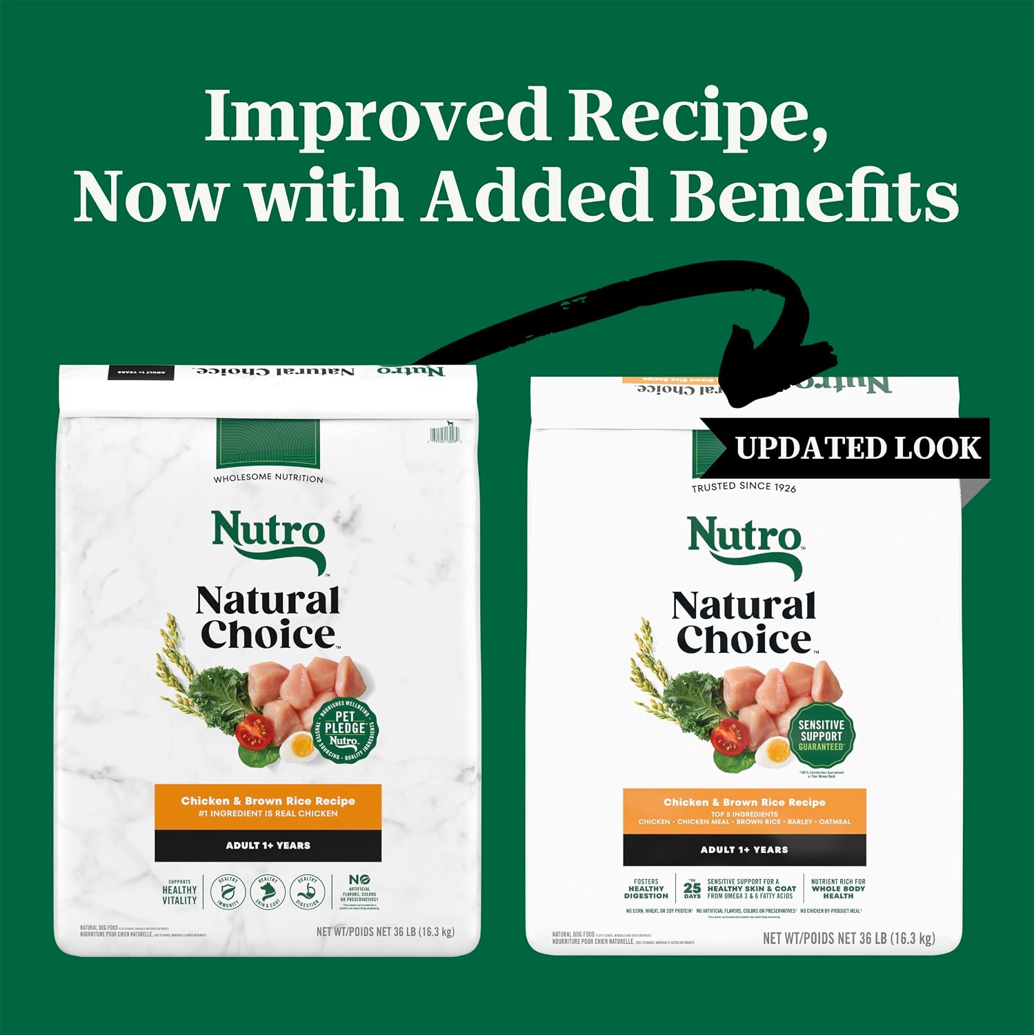 Nutro Natural Choice Adult Dry Dog Food, Chicken & Brown Rice Recipe, 36 lb | Non-GMO, Real chicken #1 ingredient, no corn, wheat, soy or chicken by-product meal, supports skin & coat/digestion/immunity