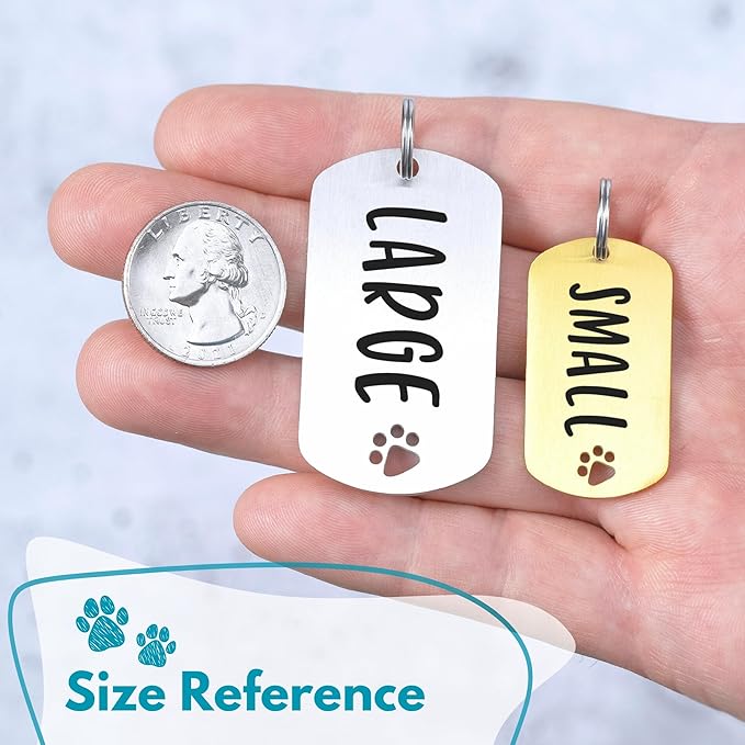 Ultra Joys Dog Tags Personalized for Pets - Hollow Paw Custom Pet ID Tag - Engraved Dog Tag for Small, Large Dogs - Large Military Dog Tag in Gold