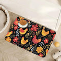 Chicken Rooster Hen Flower Meadow Dog Cat Food Mat,Absorbent Pet Feeding Mat with Rubber Backing,Non-Slip Water Bowl Placemat,Indoor Pet Accessories Supplies 16"x24"