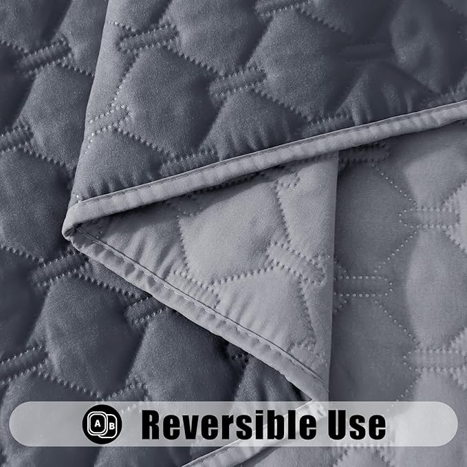 Smiry Waterproof Dog Bed Cover Blanket, Soft Reversible Pet Blanket, Washable Leakproof Cats Dogs Couch Cover for Sofa, Couch, Furniture, Plaid (30x70 Inch, Grey/Dark Grey) (Pack of 2)