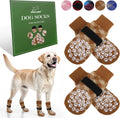 Dog Socks to Prevent Licking Paws, Dog Shoes for Hot Pavement, Anti Slip Dog Booties for Hardwood Floors, Dog Boots & Paw Protectors for Small Medium Large Senior Dogs, Khaki XL