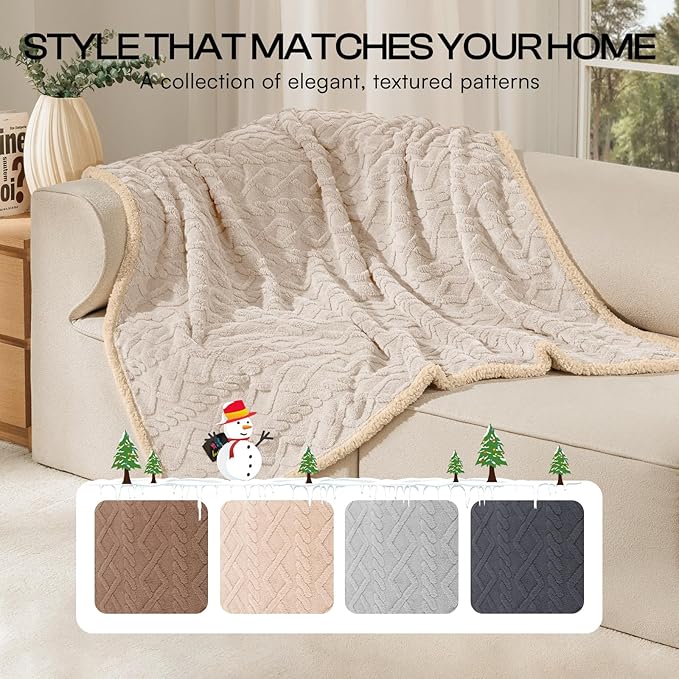 Luciphia Waterproof Pet Blanket, Liquid Pee Proof Dog Blankets for Sofa Bed Couch, Reversible Sherpa Fleece Furniture Protector Cover for Small Medium Large Dogs Cats,Beige-Thicken X-Large（85" x 57"）
