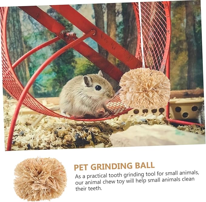 BESPORTBLE 2Pcs Small Bunny Molar Chew for Hamsters Guinea Pigs Rabbits Natural Non Edible Pet Balls to Protect Furniture and Promote Healthy Teeth for Small Animals