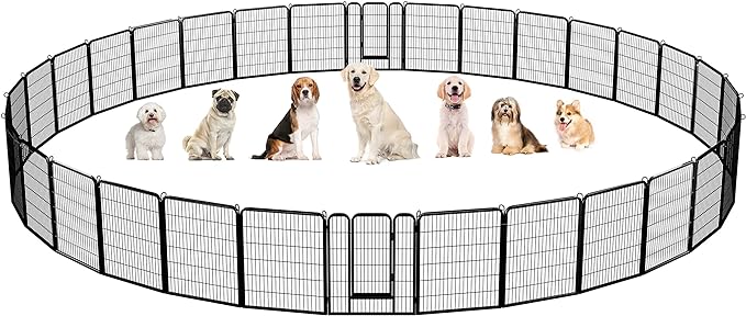 Yaheetech Dog Playpen Outdoor, 40 inch 32 Panels Dog Pen Indoor Heavy Duty Puppy Exercise Pen Metal Pet Fence for RV Camping/Yard/Garden