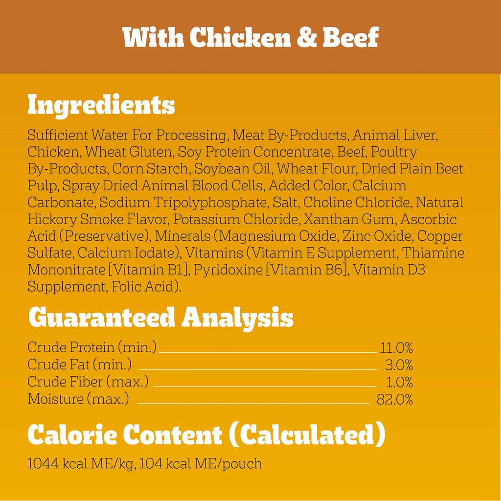 Pedigree High Protein Wet Dog Food Pouches, Variety Pack, 3.5 oz, 30 Count | 35% more protein than Choice Cuts in Gravy, real beef/chicken/turkey, steam cooked, 100% complete & balanced