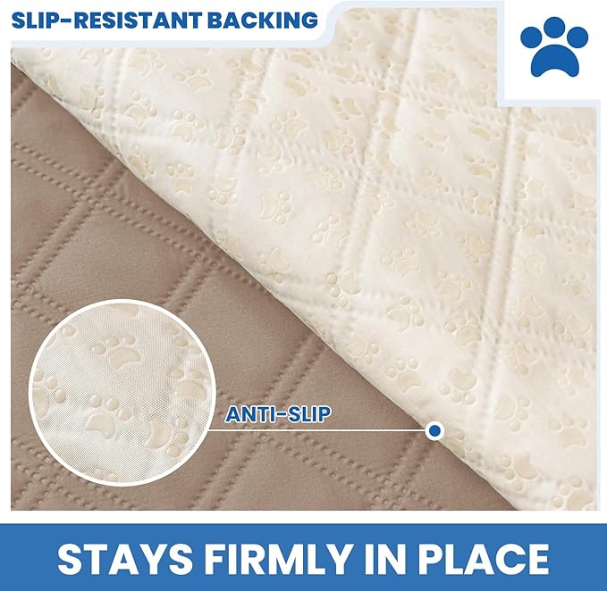Waterproof Dog Bed Cover Pet Blanket, Soft Couch Cover for Dogs Washable, Non-Slip Dog Blanket Protect Furniture Couch Sofa Car for Puppy Large Dogs Cat (52x82 Inch, Khaki)