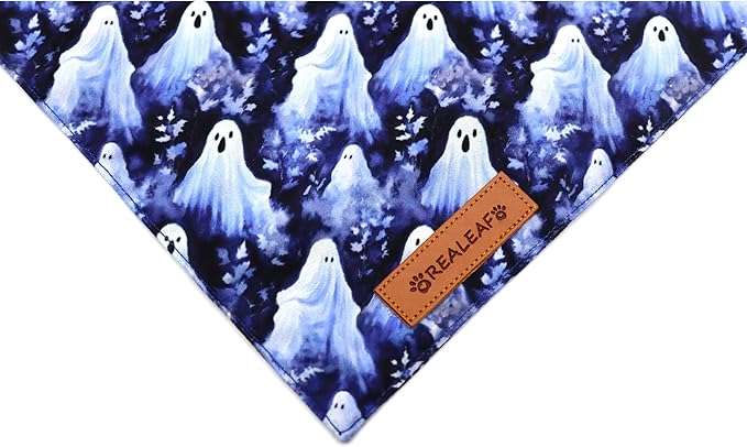 Realeaf Halloween Dog Bandanas 2 Pack, Pumpkins and Ghosts Pet Scarf for Boy and Girl, Premium Durable Fabric, Holiday Bandana for Large and X-Large Dogs Pets (X-Large)