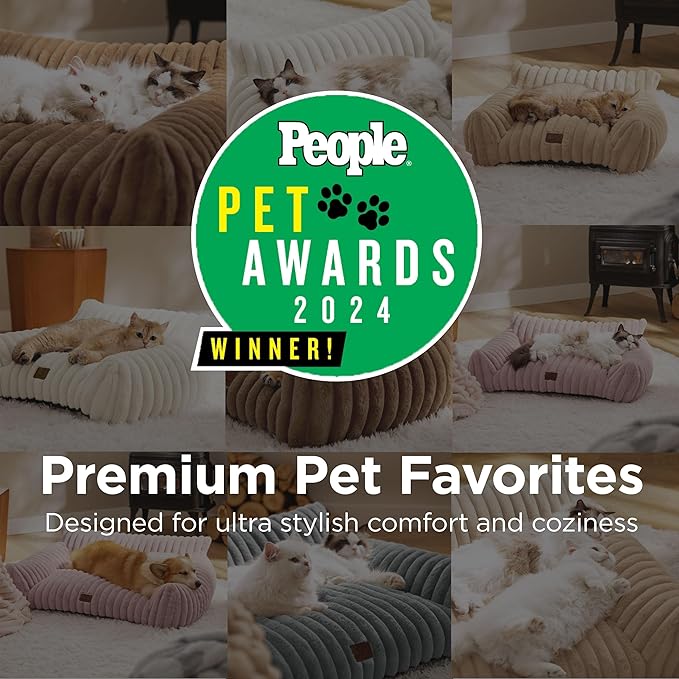 Bedsure ComfyFleece™ Cute Cat Couch for Pets - As Seen on TV on Good Day New York, Small Medium Dog Bed, Supportive Couch Bed for Small Dogs, 30 Inch, Warm Grey