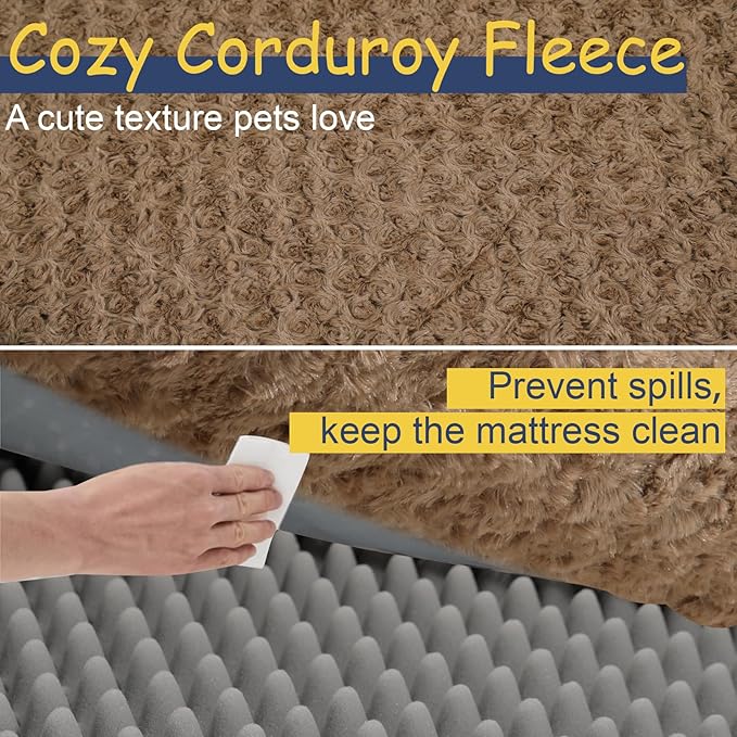 Orthopedic Dog Bed for Large Medium Sized, Washable Memory Foam Large Dog Bed, Durable Medium Pet Sofa with Removable Cover, Washable Waterproof Pet Couch Beds(Brown, XL)