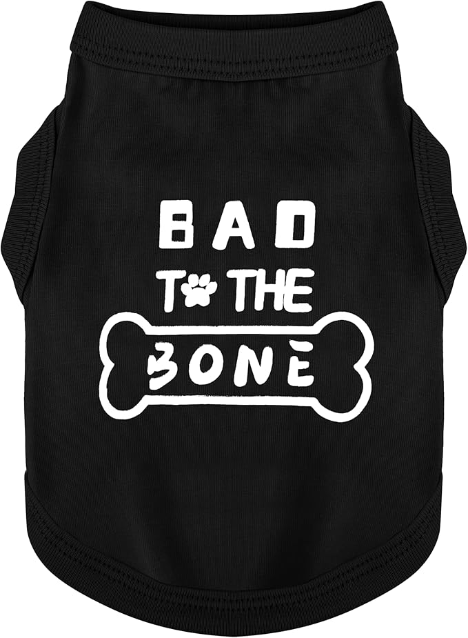Discover Cozy Cotton Canine Wear: Soft, Lightweight, and Breathable Dog Shirt Vest with Eye-Catching Graphics(Bad to The Bone), Keeping Your Furry Friend Warm and Comfy! Black M