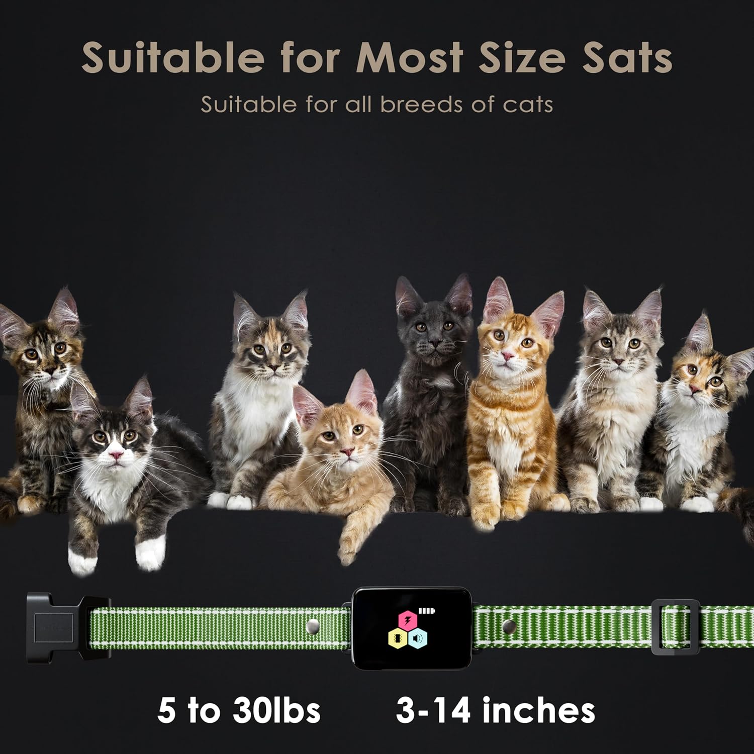 Cat Training Collar Cat Bark Collar with Remote Electric Cats Shock Collar 3300FT IP67 Waterproof 3 Training Modes Beep Vibration Shock Mode Top Meowing Effective for Bad Behavior Forest Green
